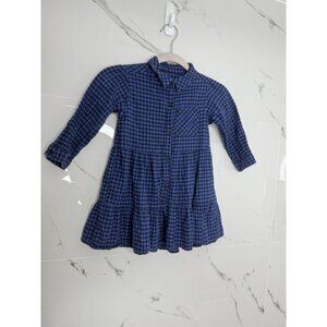 Zara Dress Girls 4-5 T Blue Black Plaid Long Sleeve Shirt Flared Cottagecore